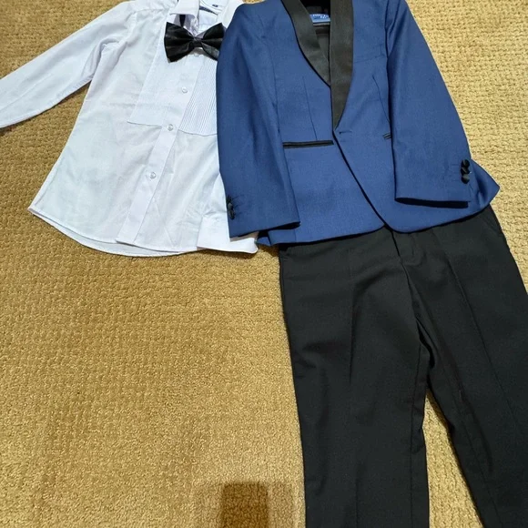 Perry Ellis Indigo Blue Tuxedo 5-Piece Set Boy Size 8 - Picture 2 of 10